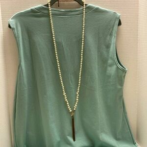 Long faux pearl necklace 22 1/2 inch drip